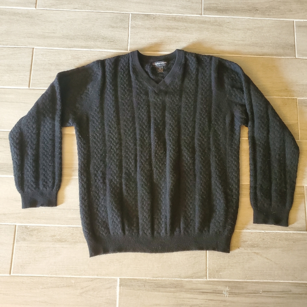 100% cashmere black textured sweater